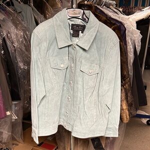 Terry Lewis Classic Luxuries Light Blue Suede Jean Jacket